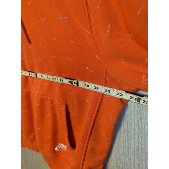 Nike Men Hoodie Large Orange Swoosh Graphic All Over Front Pocket Pullover READ - Picture 8 of 10